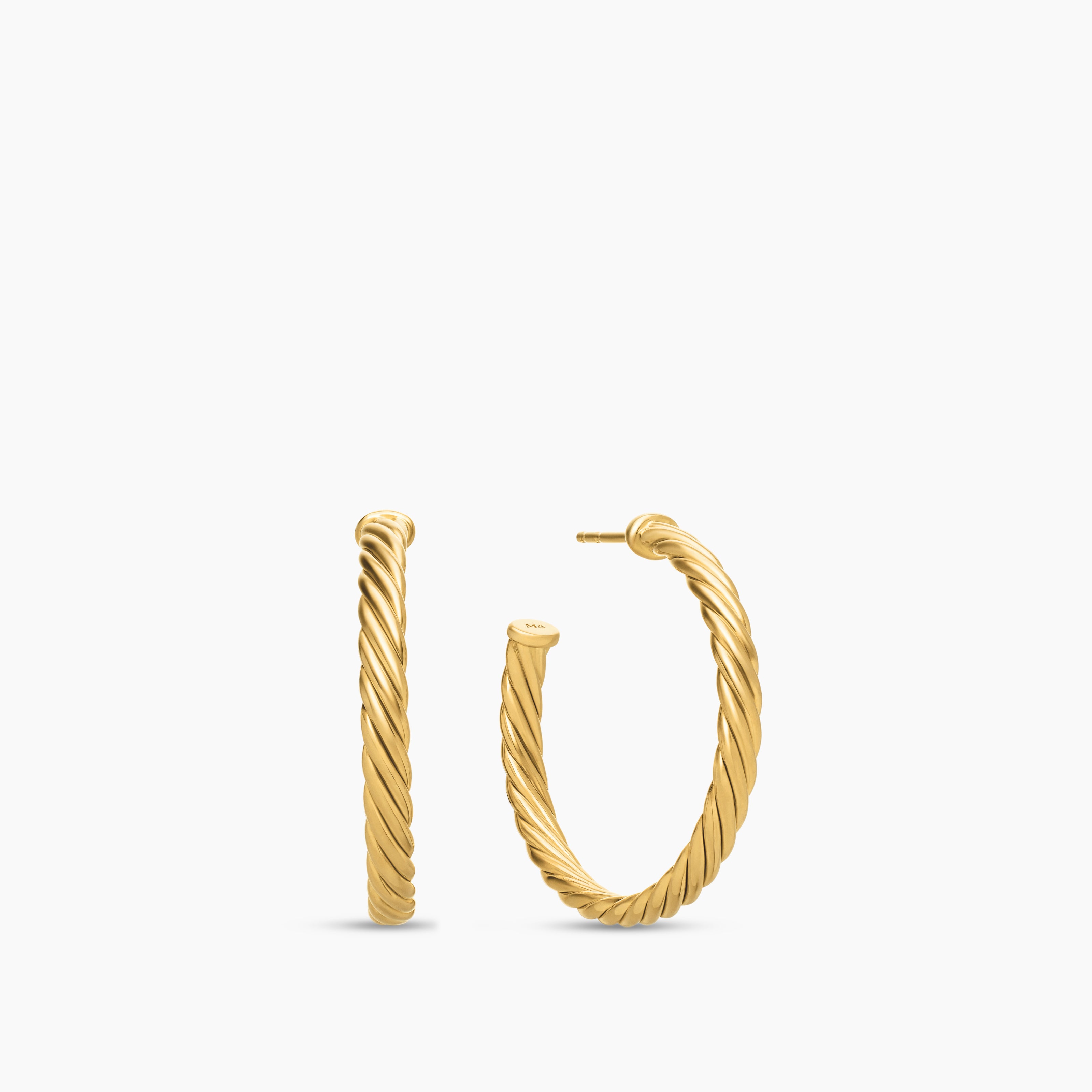 Womens Cablespira&reg; Hoop Earrings in 18K Yellow Gold, 1in