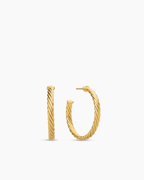 Womens Cablespira® Hoop Earrings in 18K Yellow Gold, 1in