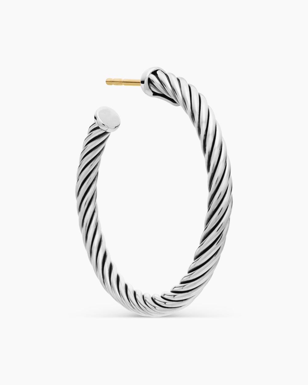 Womens Cable Hoop Earrings in Sterling Silver, 1in