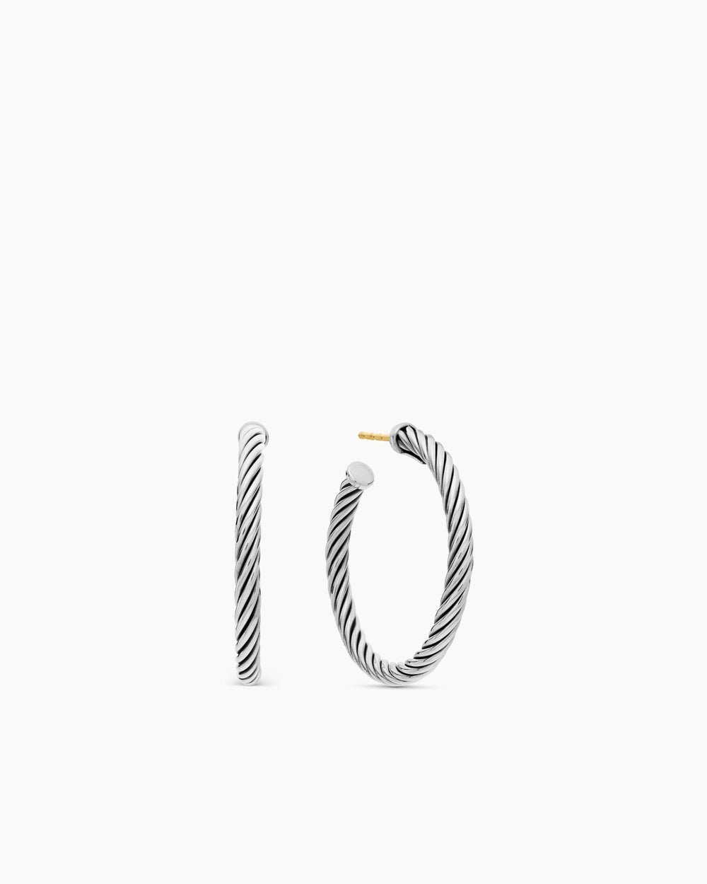 Womens Cable Hoop Earrings in Sterling Silver, 1in