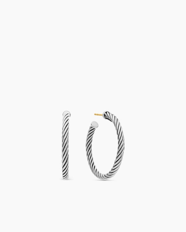 Créoles Cable en argent massif, 1 po