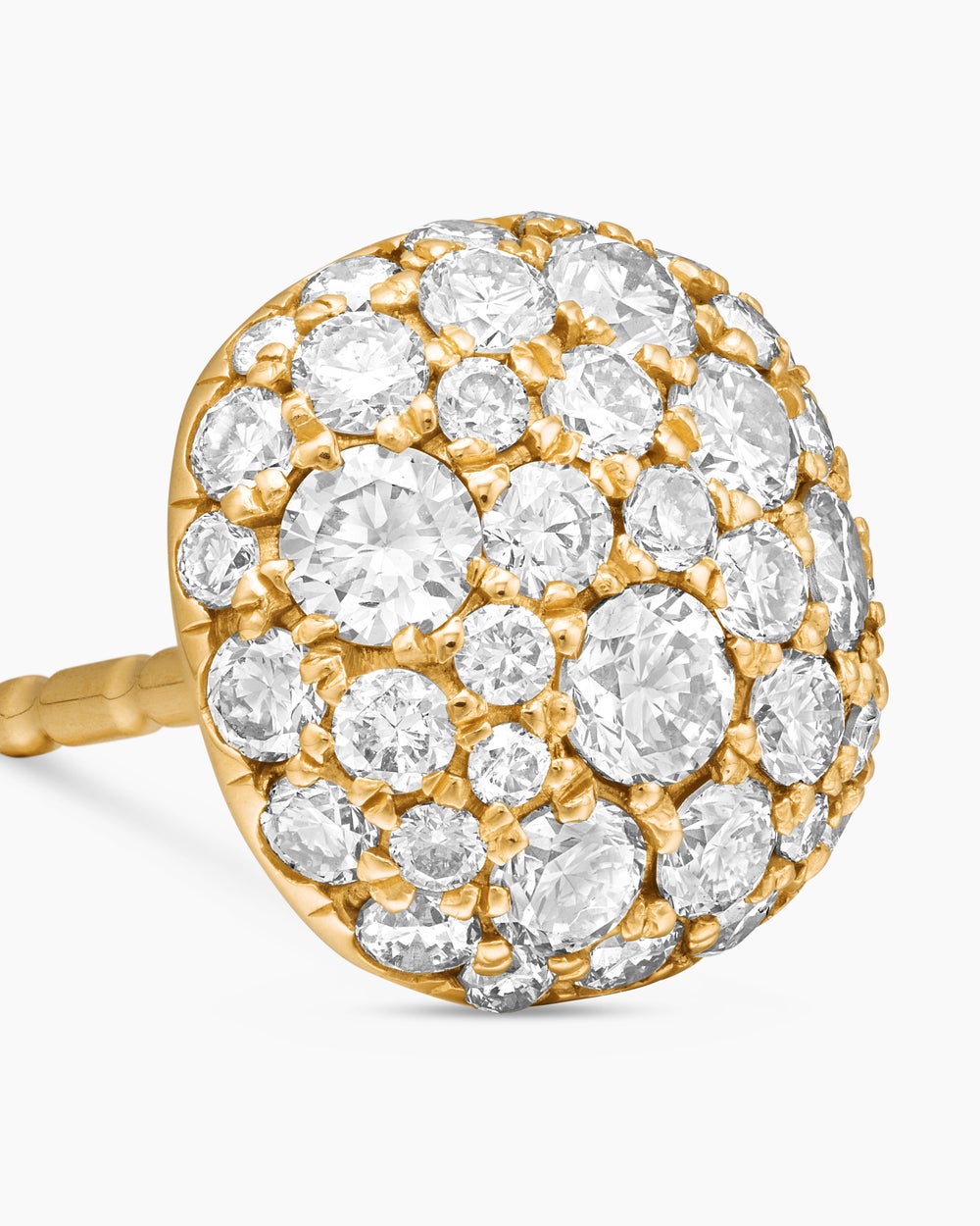 Womens Cushion Stud Earrings in 18K Yellow Gold with Diamonds, 8mm