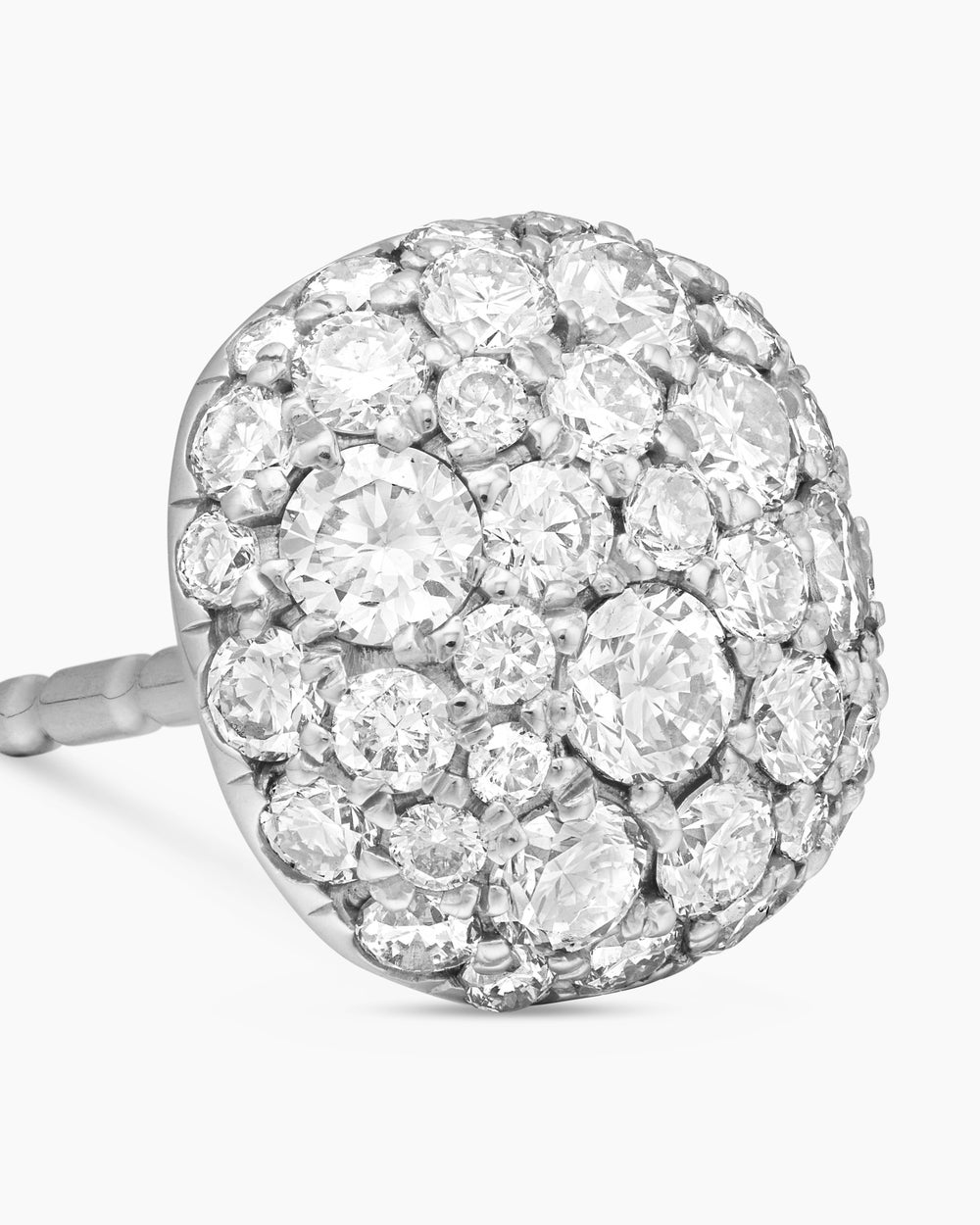 Womens Cushion Stud Earrings in 18K White Gold with Diamonds, 8mm