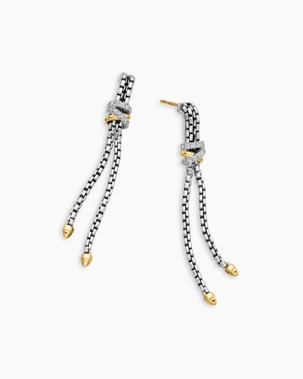 Helena Chain Drop Earrings in Sterling Silver with 18K Yellow Gold and Diamonds, 50.8mm