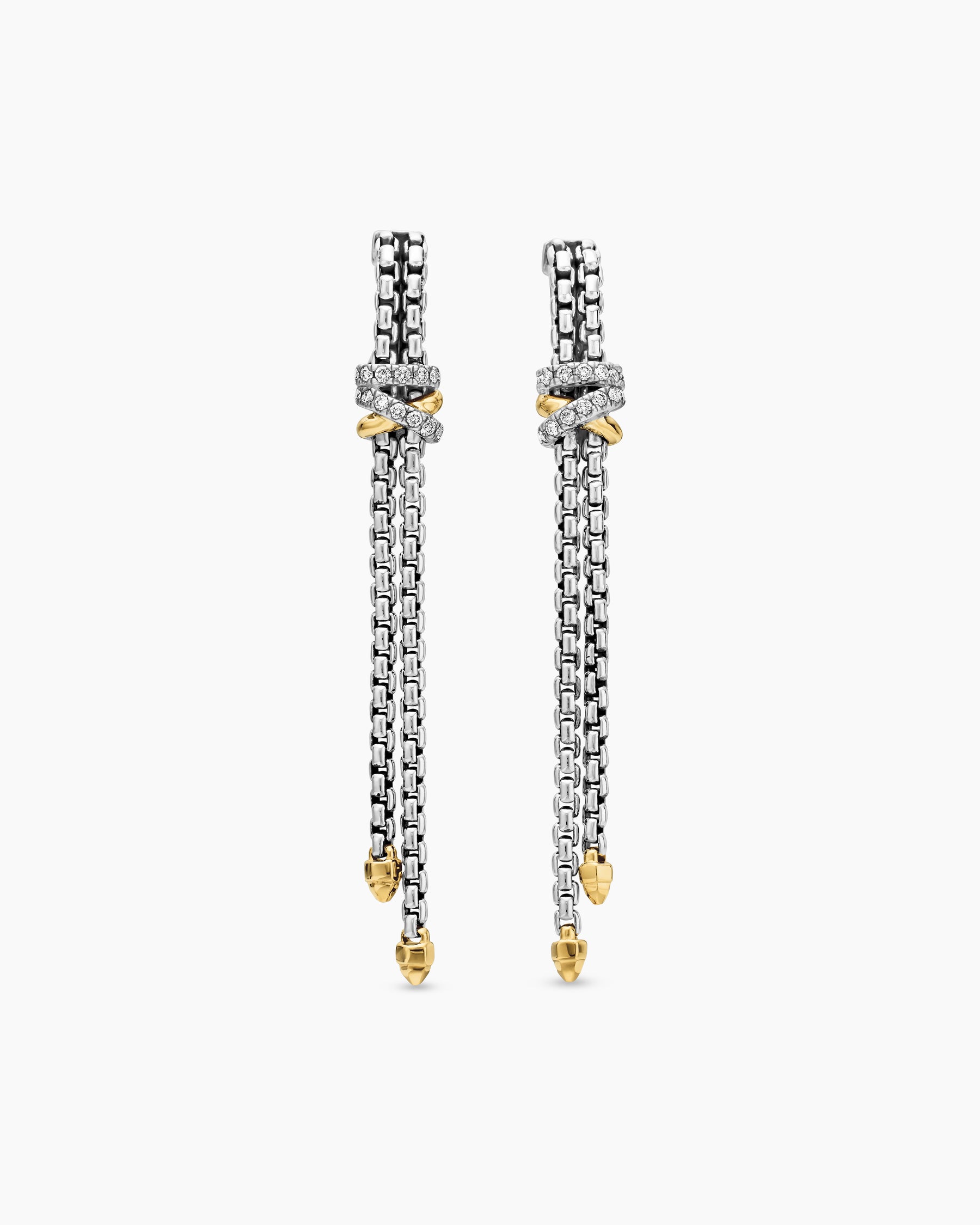 David Yurman Carlyle Linked Drop Earrings in Sterling Silver with 18K Yellow Gold