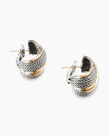 DY Origami Shrimp Earrings in Sterling Silver with 18K Yellow Gold, 24mm