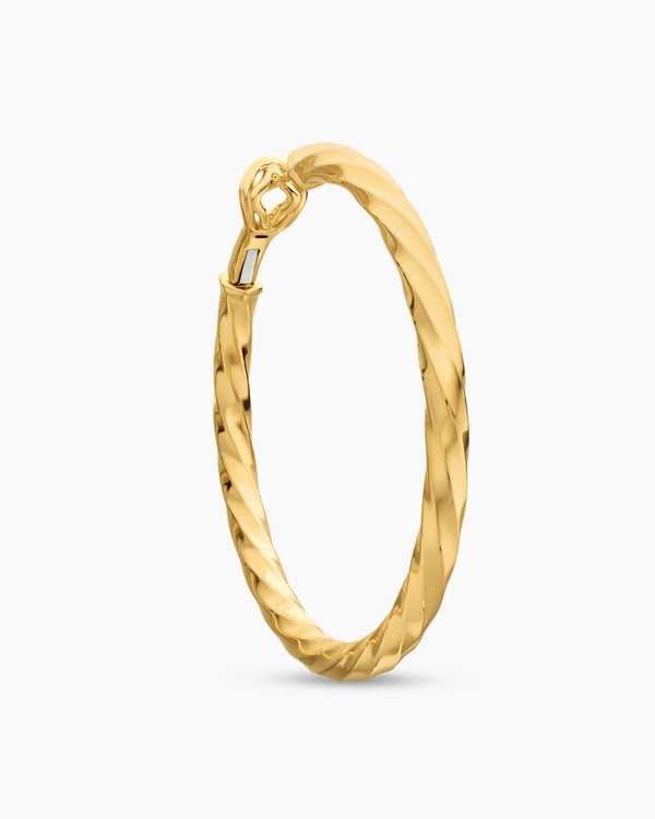 Cable Edge® Hoop Earrings in 18K Yellow Gold, 2in