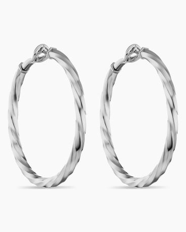 Cable Edge® Hoop Earrings in Sterling Silver, 2in