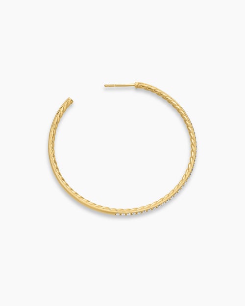 Womens Pavé Hoop Earrings in 18K Yellow Gold with Diamonds, 50.3mm