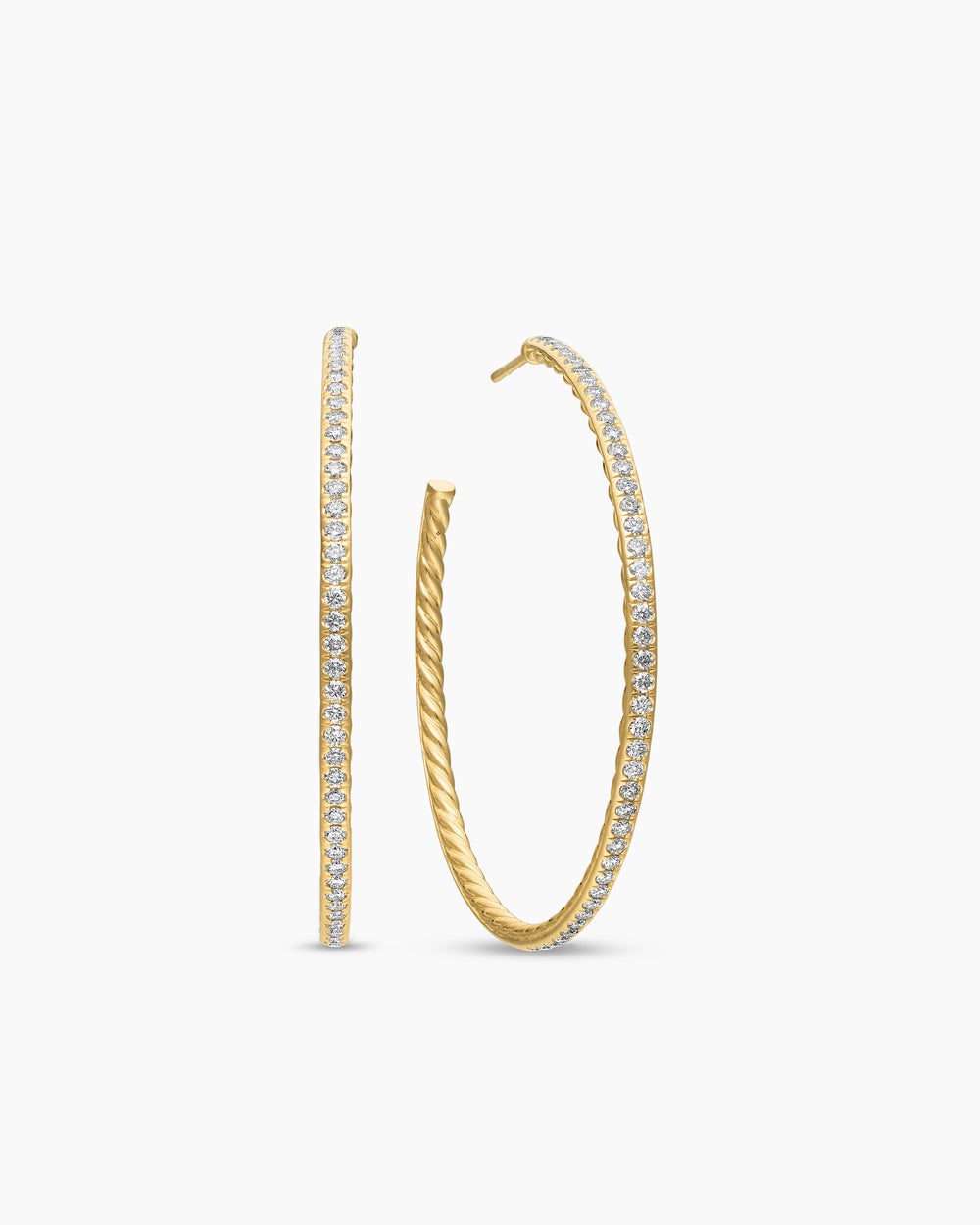 Womens Pavé Hoop Earrings in 18K Yellow Gold with Diamonds, 50.3mm