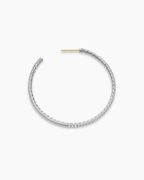 Womens Pavé Hoop Earrings in Sterling Silver with Diamonds, 50.3mm