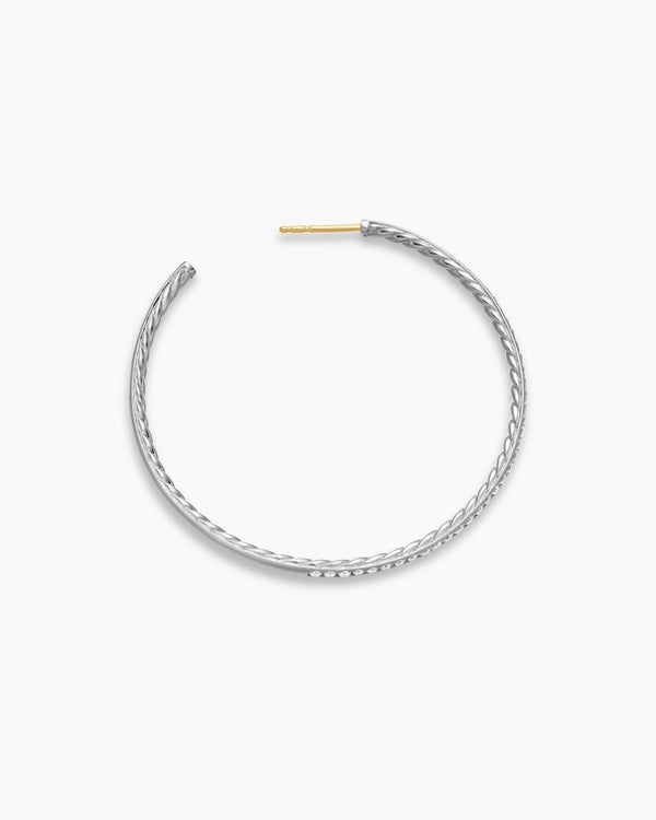 Pavé Hoop Earrings in Sterling Silver with Diamonds, 50.3mm