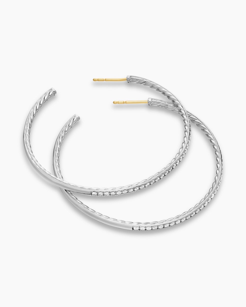 Créoles à pavé en argent sterling avec diamants, 50,3 mm pour femmes