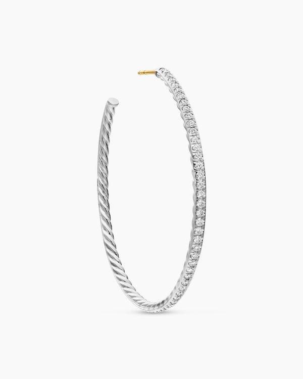 Pavé Hoop Earrings in Sterling Silver with Diamonds, 50.3mm