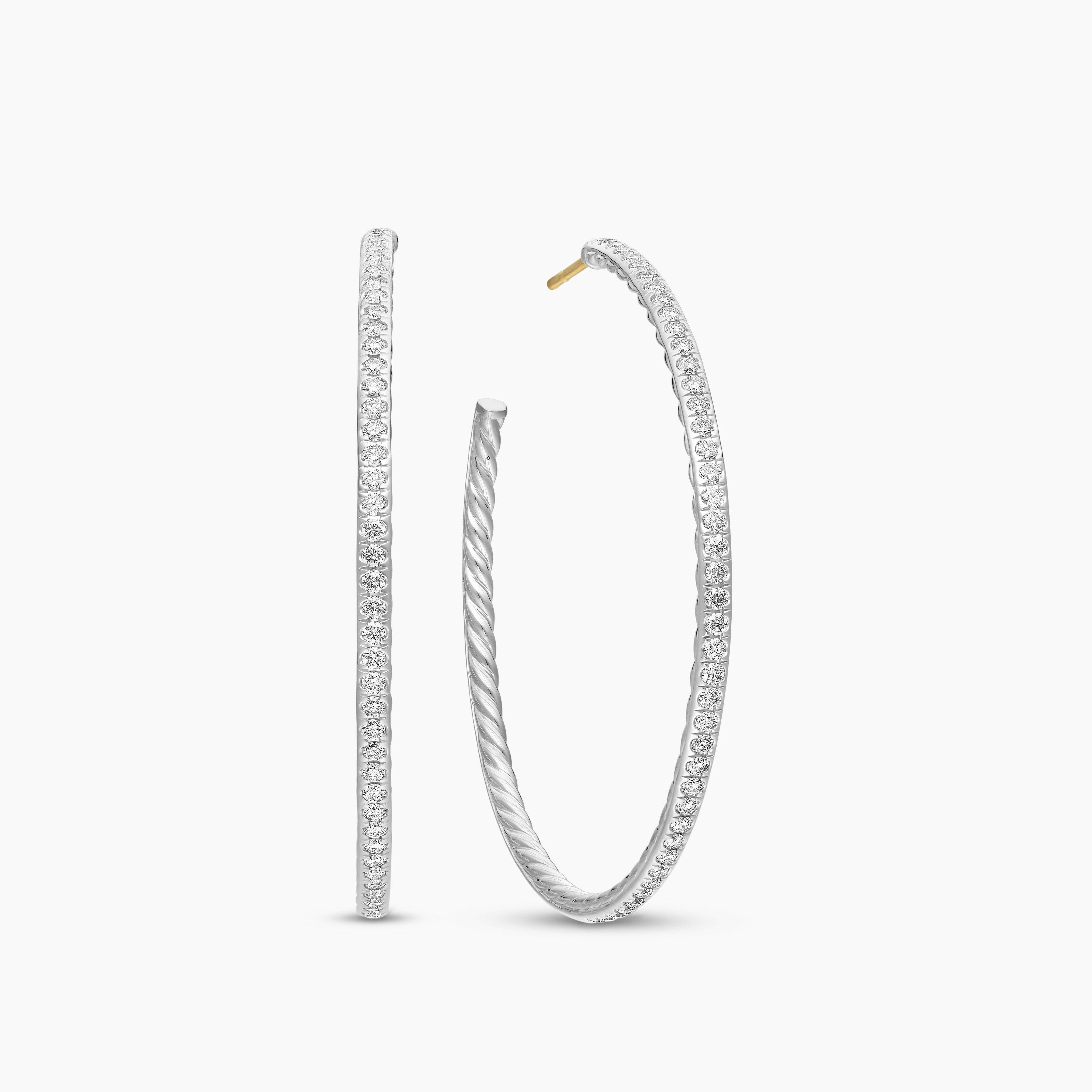 Cr&eacute;oles &agrave; pav&eacute; en argent sterling avec diamants, 50,3 mm pour femmes 