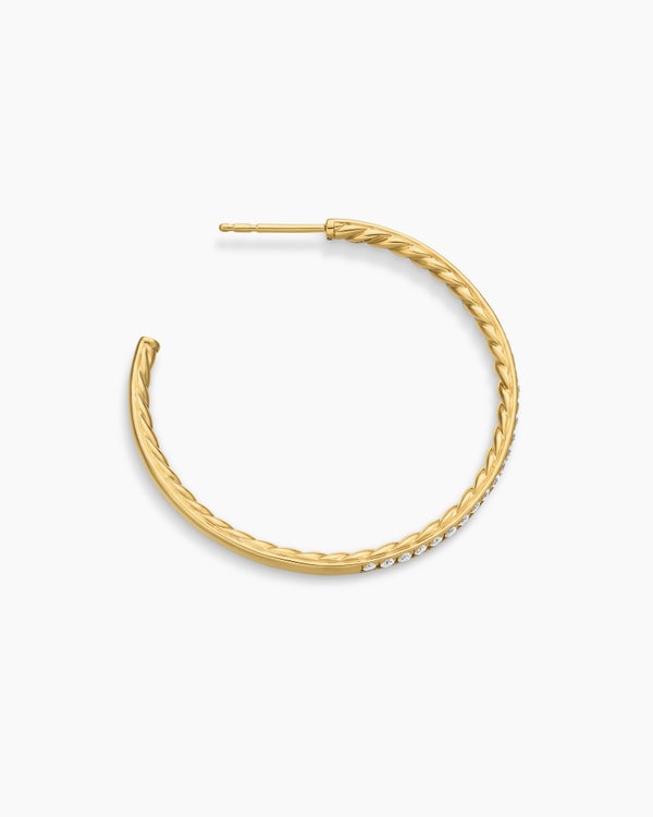 Pavé Hoop Earrings in 18K Yellow Gold with Diamonds, 38mm