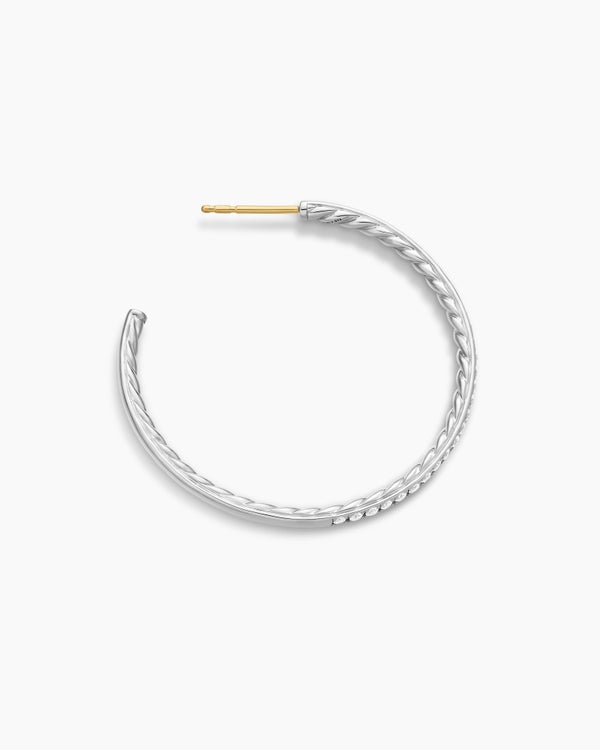 Pavé Hoop Earrings in Sterling Silver with Diamonds, 38mm
