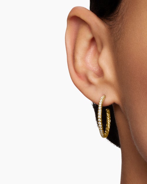 Womens Pavé Hoop Earrings in 18K Yellow Gold with Diamonds, 25.4mm