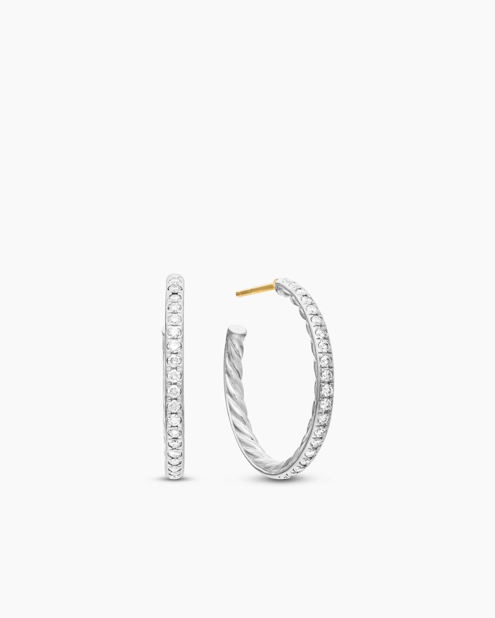 Créoles à pavé en argent sterling avec diamants, 25,4 mm pour femmes
