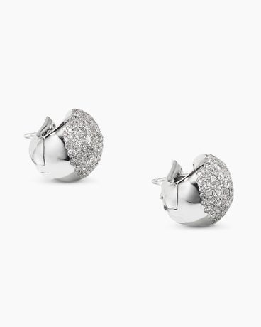 Pear Huggie Hoop Earrings in 18K White Gold with Diamonds, 16mm