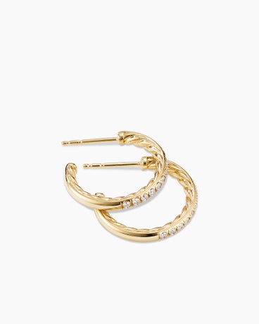 Pavé Hoop Earrings in 18K Yellow Gold with Diamonds, 19mm