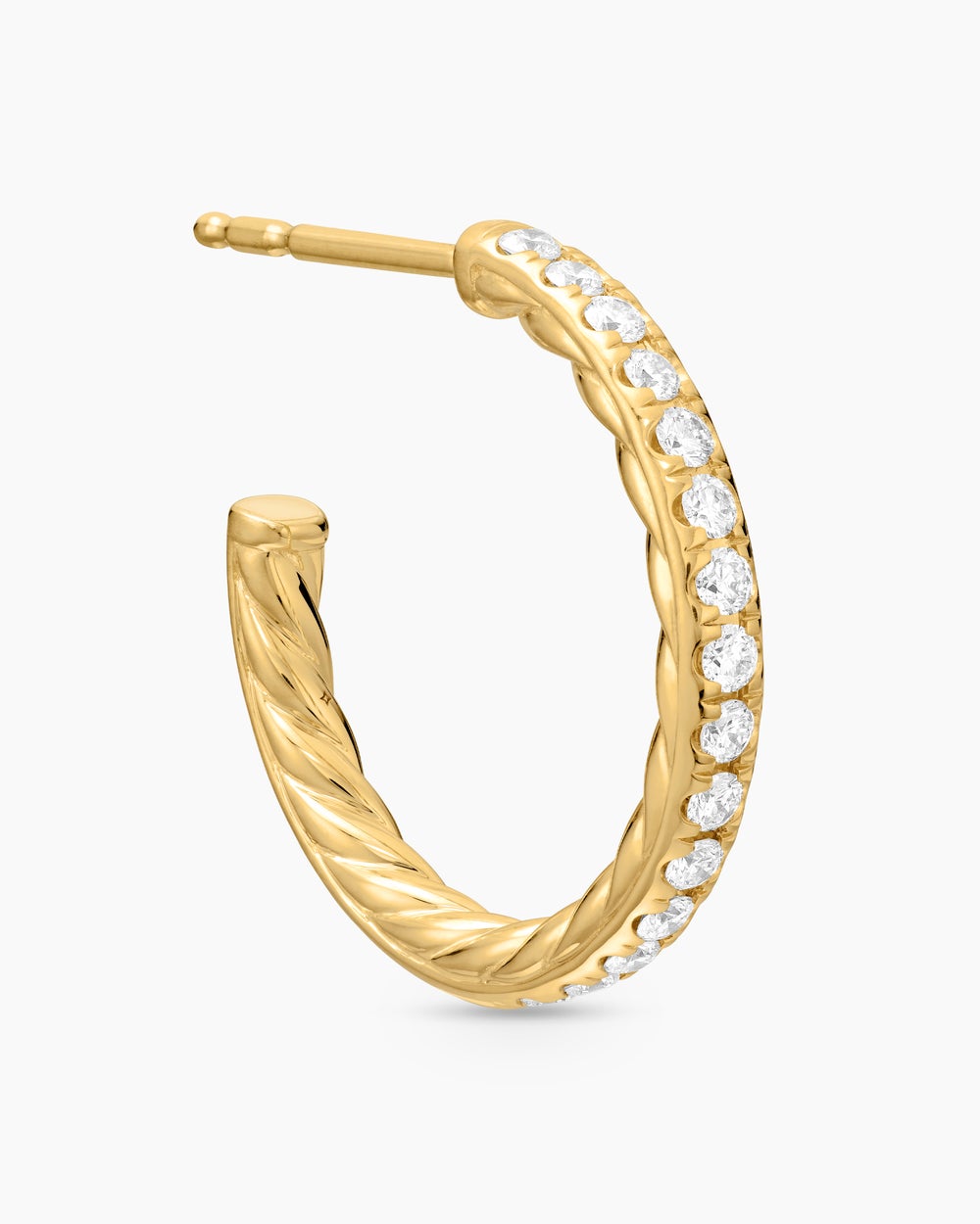 Créoles à pavé en or jaune 18 carats avec diamants, 19 mm pour femmes