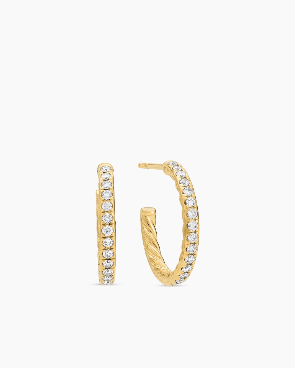Créoles à pavé en or jaune 18 carats avec diamants, 19 mm pour femmes