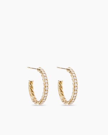 Pavé Hoop Earrings in 18K Yellow Gold with Diamonds, 19mm