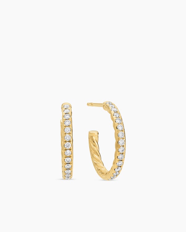 Pavé Hoop Earrings in 18K Yellow Gold with Diamonds, 19mm