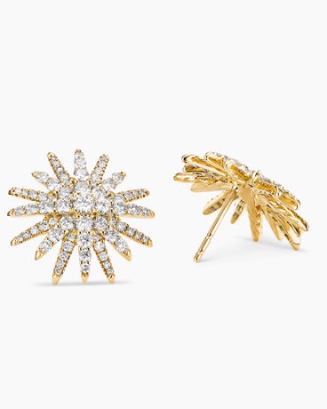 Starburst Stud Earrings in 18K Yellow Gold with Diamonds, 19mm