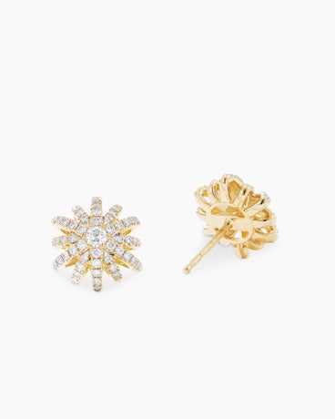 Starburst Stud Earrings in 18K Yellow Gold with Diamonds, 11.7mm