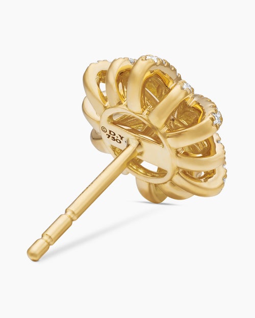 Womens Starburst Stud Earrings in 18ct Yellow Gold with Diamonds, 11.7mm