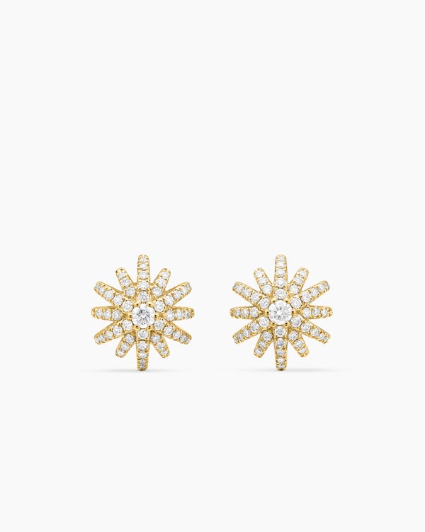 david van hagen Starburst Stud Earrings 18K Yellow Gold with Diamonds 11.7mm
