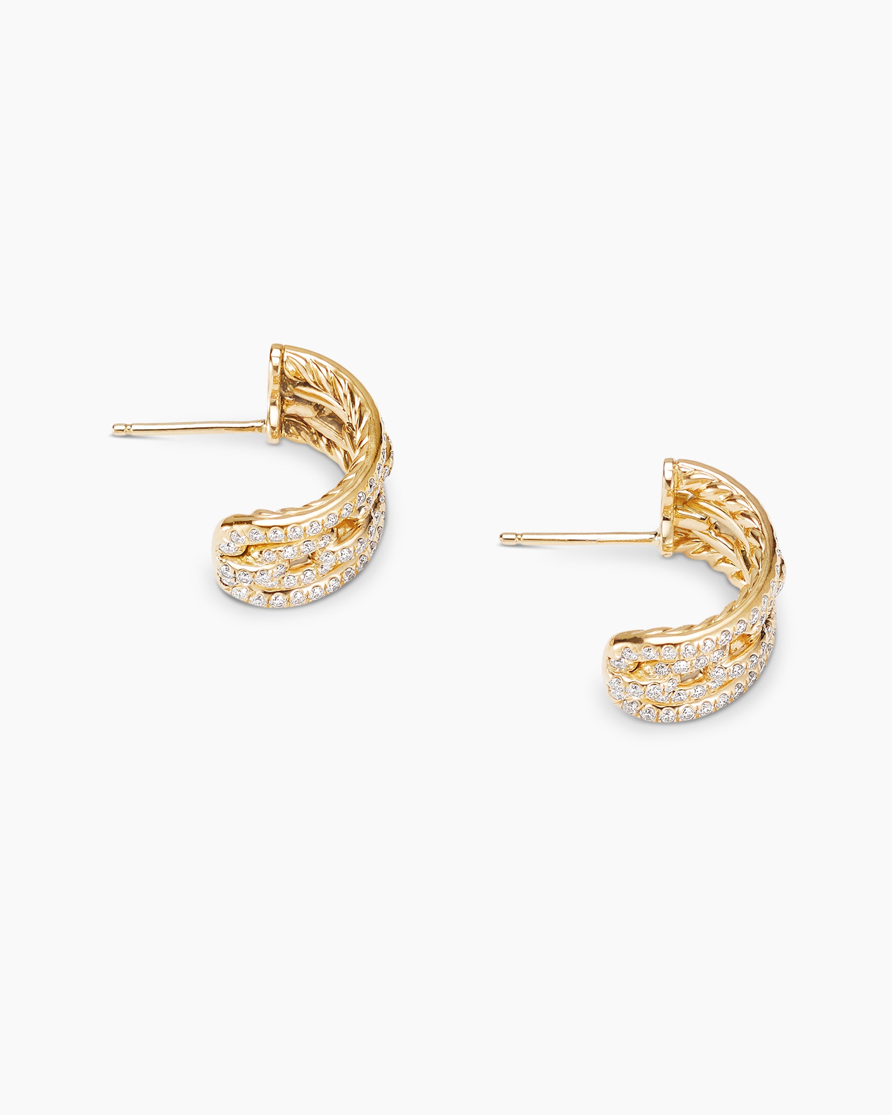 Stax Chain Link Hoop Earrings in 18K Yellow Gold with Pavé Diamonds