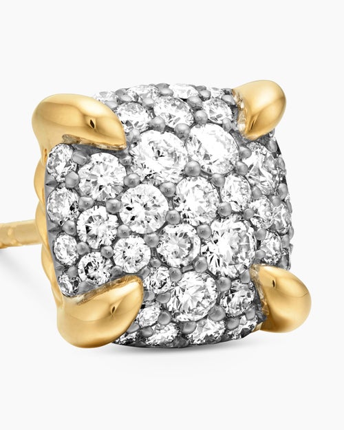 Womens Chatelaine® Stud Earrings in 18ct Yellow Gold with Pavé Diamonds, 8mm