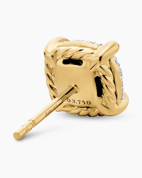 Womens Chatelaine® Stud Earrings in 18K Yellow Gold with Pavé Diamonds, 8mm