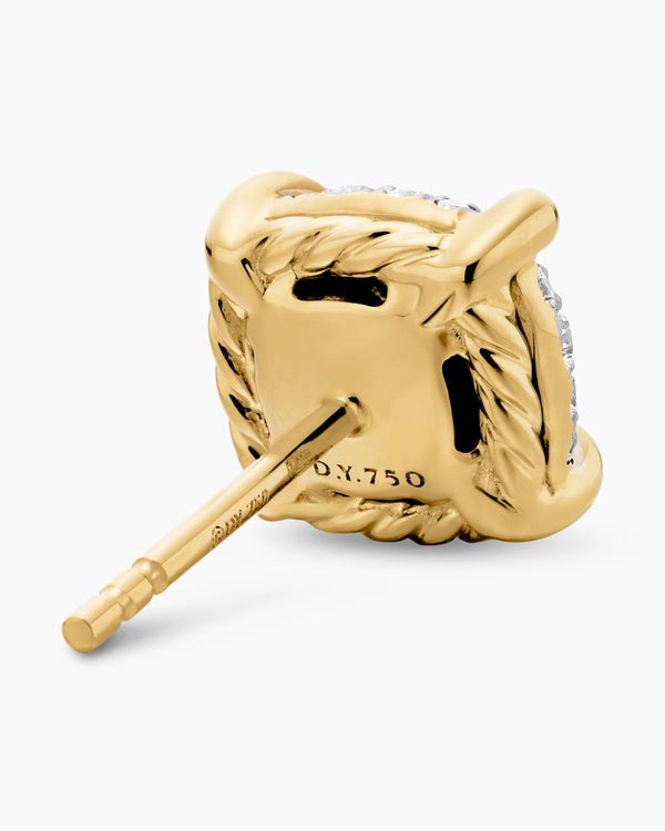 Chatelaine® Stud Earrings in 18K Yellow Gold with Pavé Diamonds, 8mm