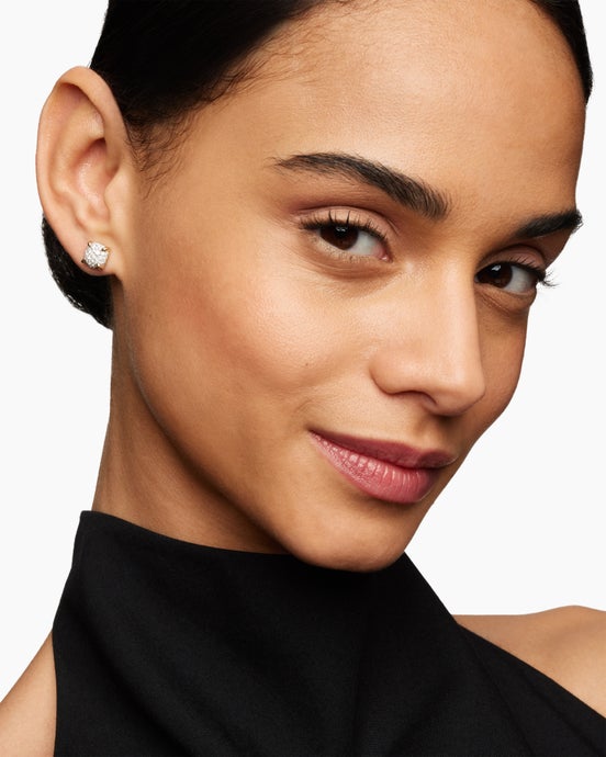 Chatelaine® Stud Earrings in 18K Yellow Gold with Pavé Diamonds, 8mm