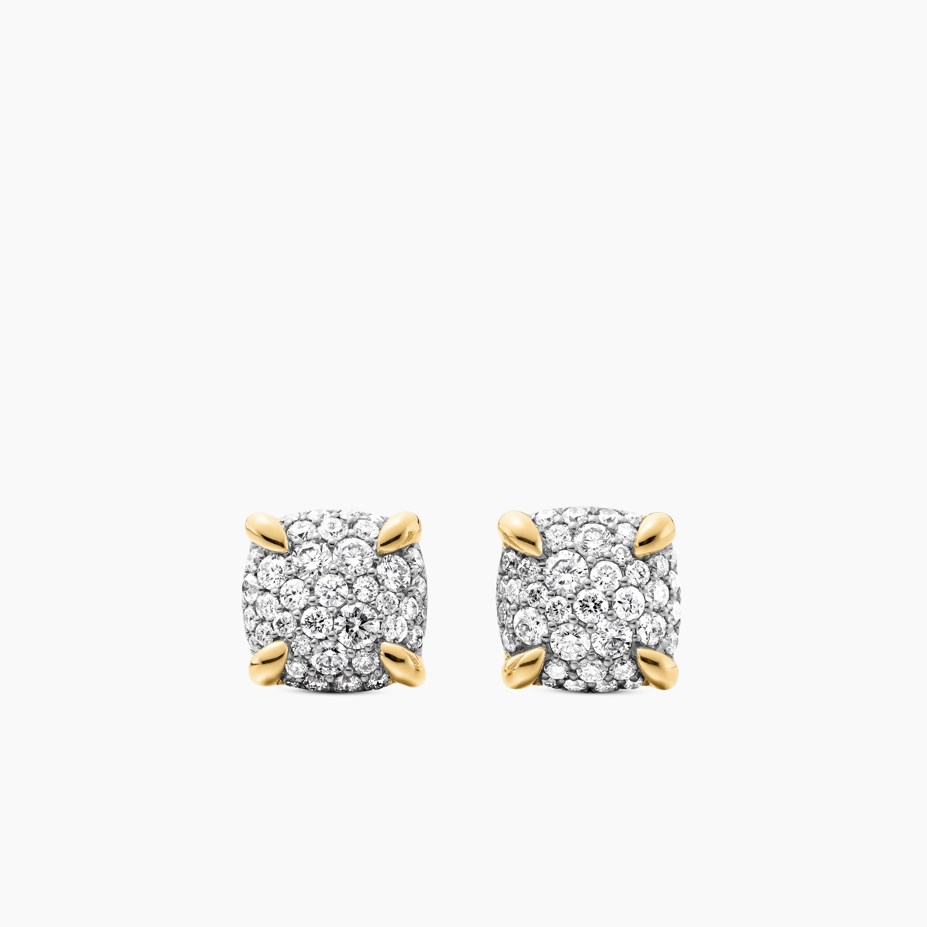 Womens Chatelaine&reg; Stud Earrings in 18K Yellow Gold with Pav&eacute; Diamonds, 8mm