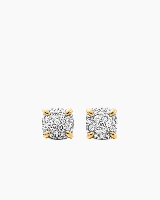 Chatelaine® Stud Earrings in 18K Yellow Gold with Pavé Diamonds, 8mm