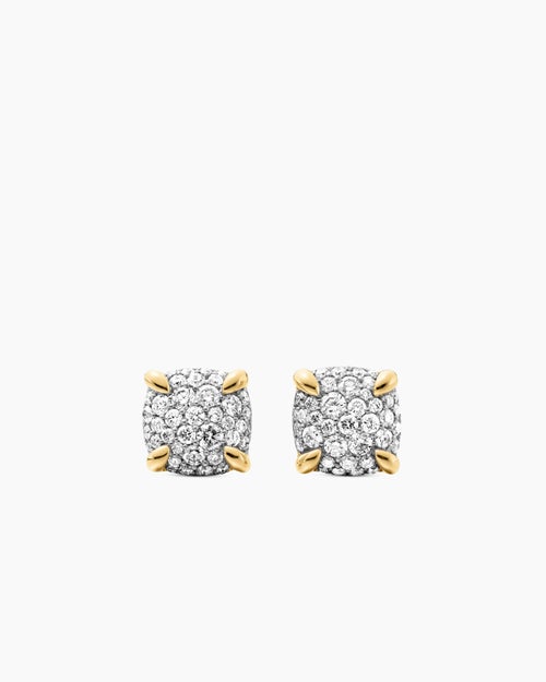 Womens Chatelaine® Stud Earrings in 18ct Yellow Gold with Pavé Diamonds, 8mm