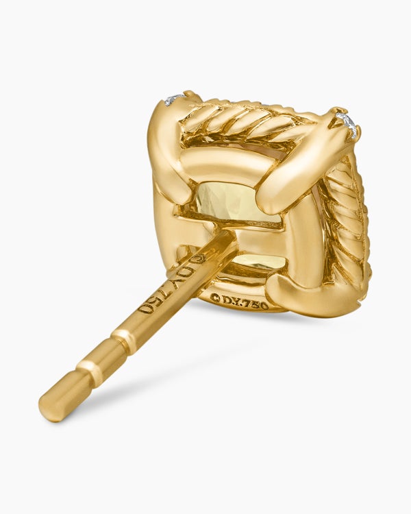 Clous d’oreilles à chaton et à pavé Petite Châtelaine® en or jaune 18 carats avec citrine champagne et diamants, 5 mm