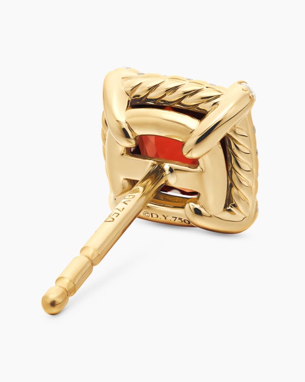 Petite Chatelaine® Pavé Bezel Stud Earrings in 18K Yellow Gold with Garnet and Diamonds, 5mm