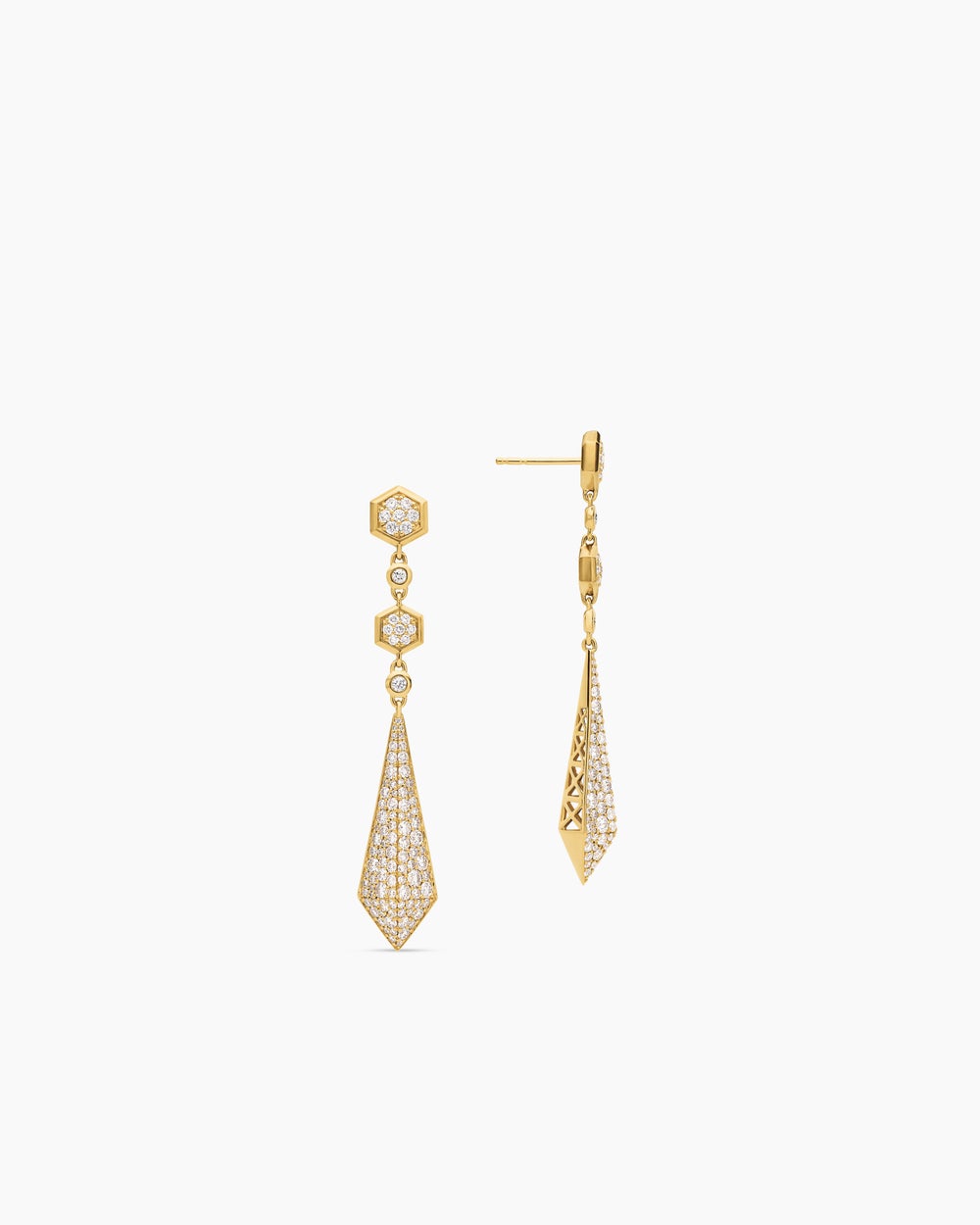 Womens Modern Renaissance® Drop Earrings in 18K Yellow Gold with Diamonds, 30mm