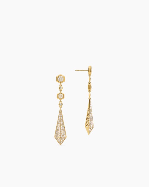 Womens Modern Renaissance® Drop Earrings in 18ct Yellow Gold with Diamonds, 30mm