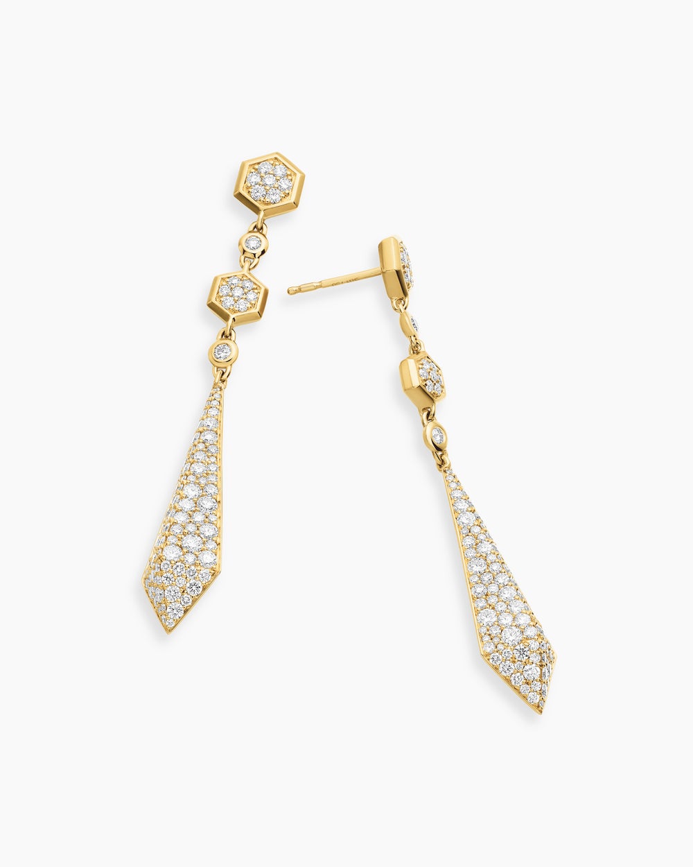 Womens Modern Renaissance® Drop Earrings in 18K Yellow Gold with Diamonds, 30mm