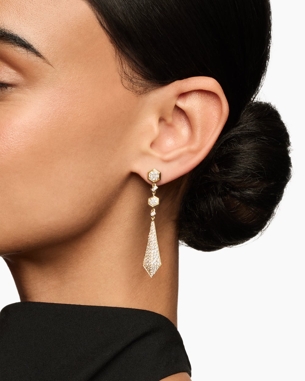 Womens Modern Renaissance® Drop Earrings in 18K Yellow Gold with Diamonds, 30mm