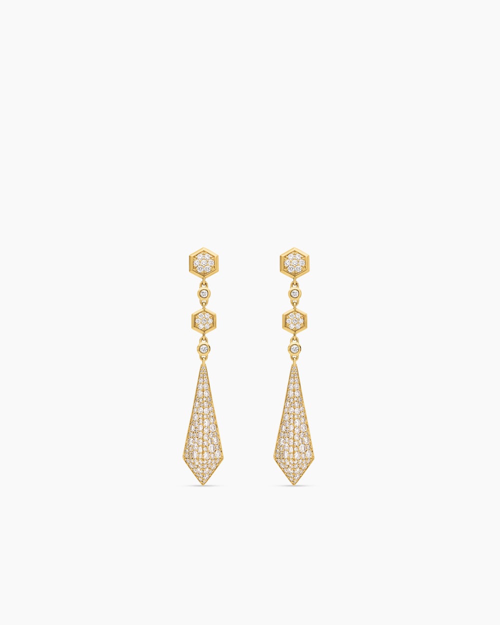 Womens Modern Renaissance® Drop Earrings in 18K Yellow Gold with Diamonds, 30mm
