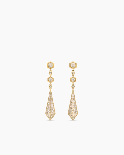 Womens Modern Renaissance® Drop Earrings in 18ct Yellow Gold with Diamonds, 30mm