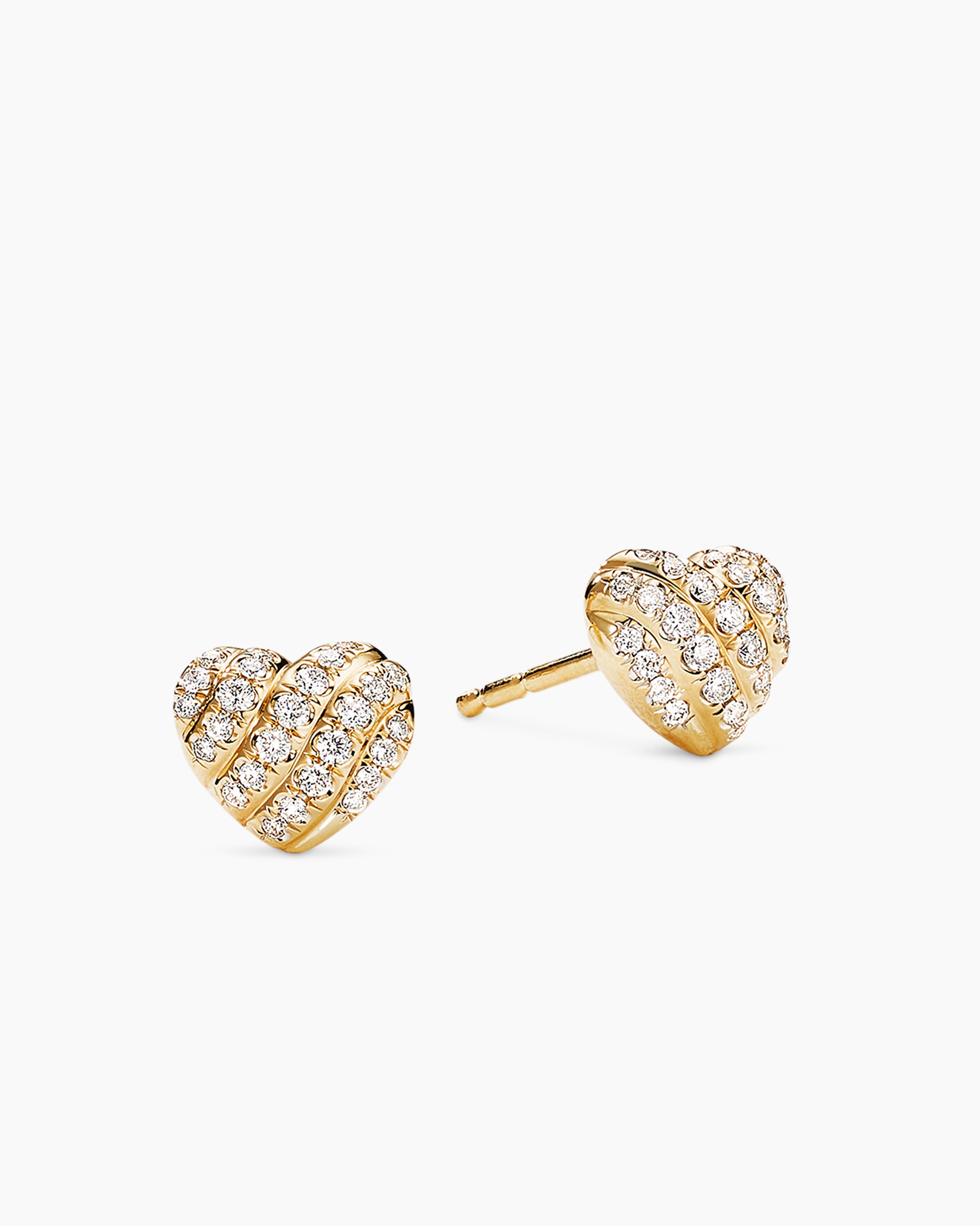8mm Pave Set Stud Earrings in Yellow Gold – The GLD Shop